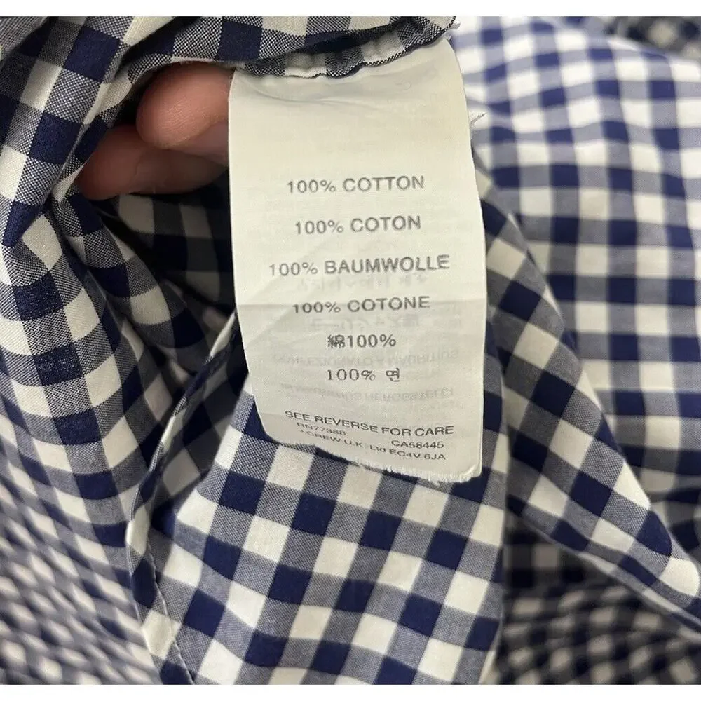 J. Crew Men's Large Ludlow‎ 120's 2 Ply Button Up LSleeve Plaid Check Blue White